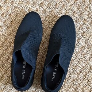 Anne Klein Black Knit Slip-On Sneakers